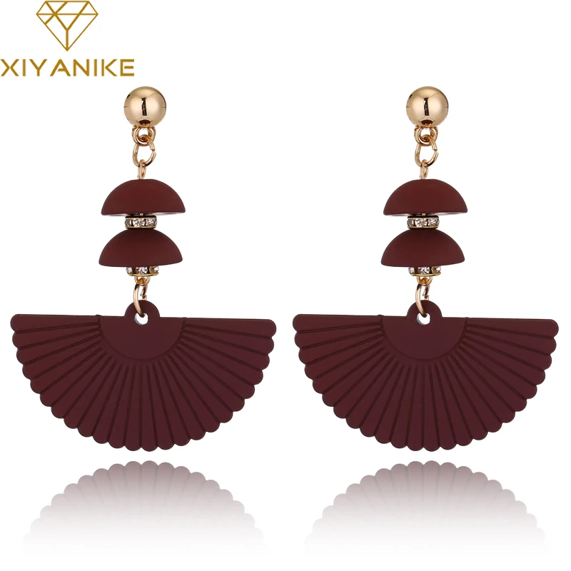 

XIYANIKE 3Colors New Women Trendy Ethnic Vintage Statement Sector Acrylic Drop Earrings for Women Jewelry Gifts Accessories E902