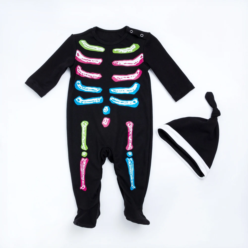 

Fluorescence Skeleton Baby Boys & Girls Bodysuit Halloween Warm Autumn/Fall Newborn Clothing Carnival 2017 New Arrival Jumpsuits
