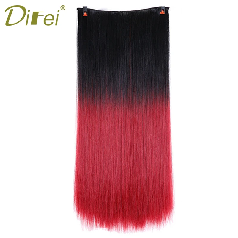 24inch Straight Hair Extentions Clip in on Hair Extension Black to Red