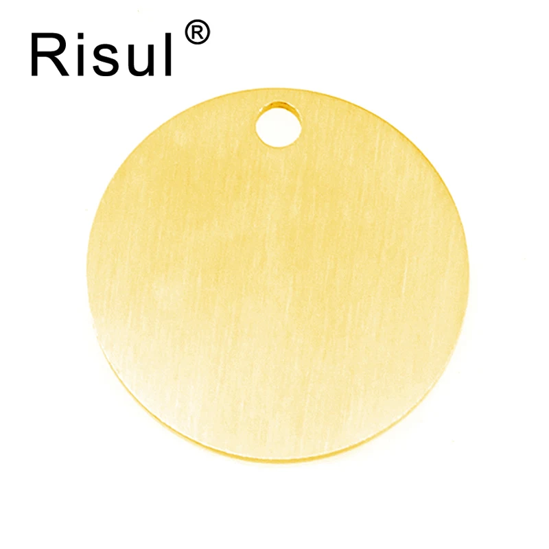 

Risul Matte inner loop Round disc disk personalized print charms both sides brush polished Stainless steel blank pendant 50pcs