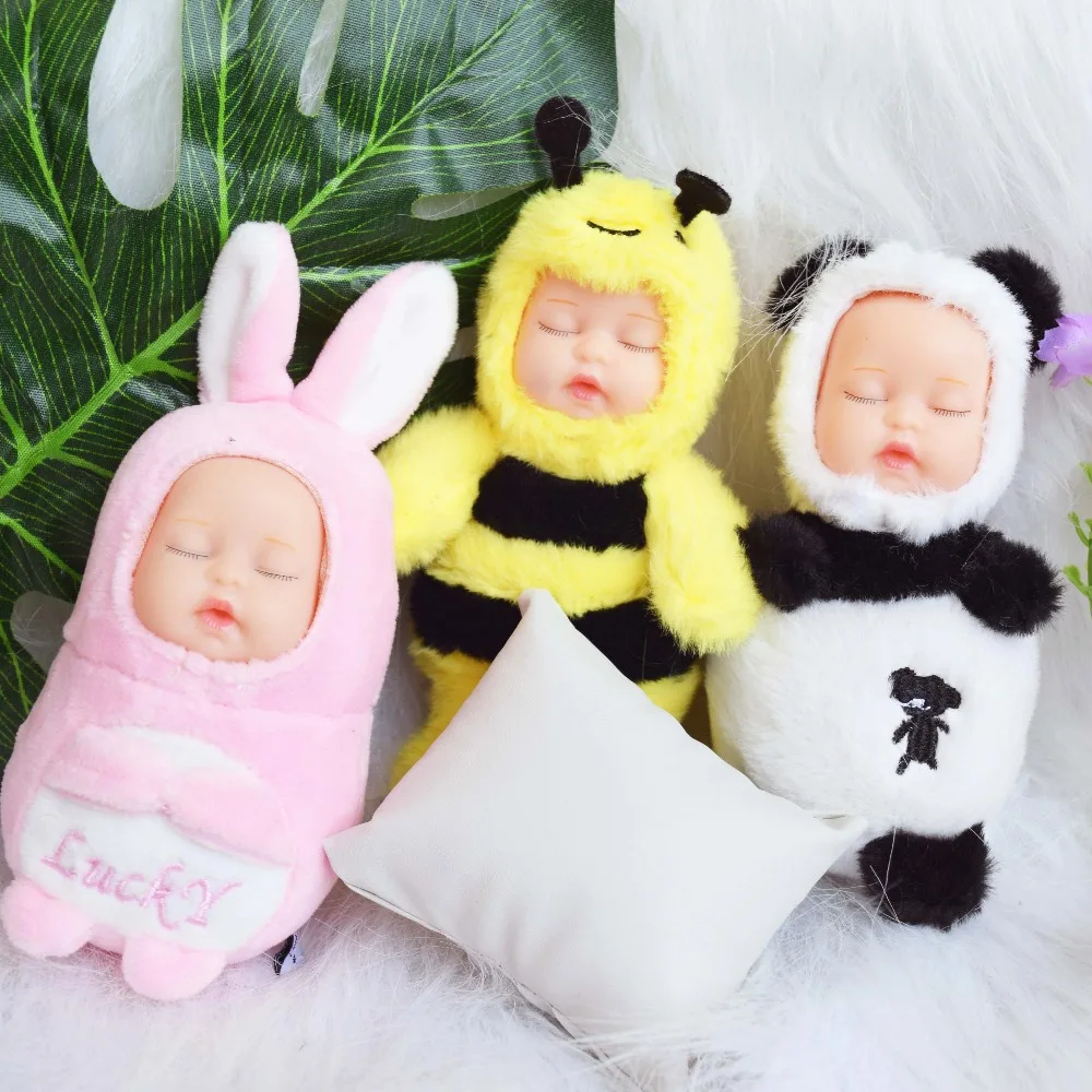 1 PC Fashion Sleeping Cute Baby Doll Small Soft Plush Bear Doll Toys