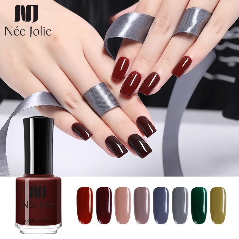 

NEE JOLIE 7.5ml Nail Polish Varnish Gray Red Nude Coffee Series Pure Color Nail Polish Lacquer Varnish Manicure Nail Decoration