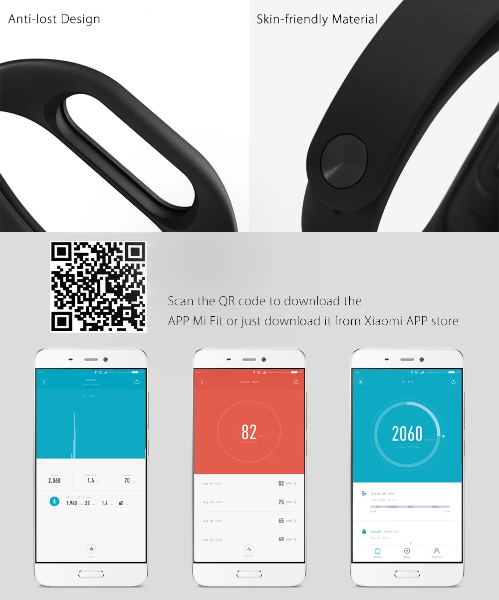 Original Xiaomi Mi Band 2 Smart Bracelet Bluetooth 4.0 Sport Smart Watch with Heart Rate Monitoring Function for Android iOS (12)