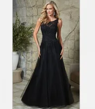 Schwarz 2016 Mutter der Braut Kleider Für Hochzeit Abendgesellschaft Kleider Frauen Formales Kleid Appliques Plus Größe Bodenlangen