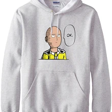 Новое поступление Аниме One Punch Man толстовки с принтом OK мужские толстовки весна зима теплый флис свободный крой Мужская спортивная одежда