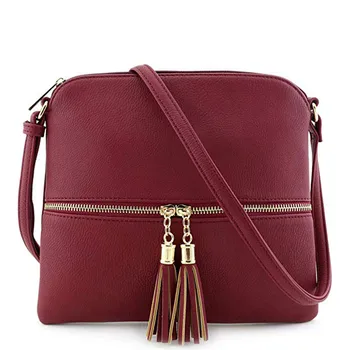 

Women Leather Tassel Crossbody Bag Pure Color Shoulder Bags Messenger Bag Ladies Crossbody Bags Tote Bolso Bandolera Mujer x