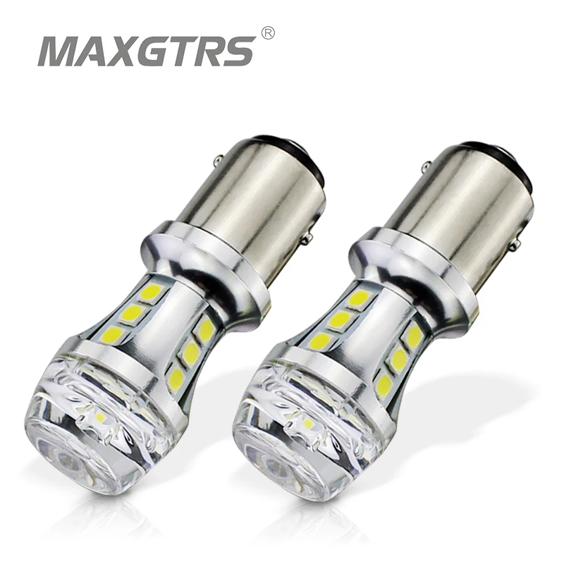 MAXGTRS 2x 1157 BAY15D Led P21 5W Bulbs 18SMD 3030 Car Reverse Lights Stop Tail Brake