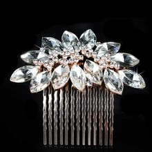 2017 New Arrival Hot Selling Rose Gold Rhinestones Crystals Flower Leaf Wedding Hair Comb Bridal Hair Accessories Bridesmaids