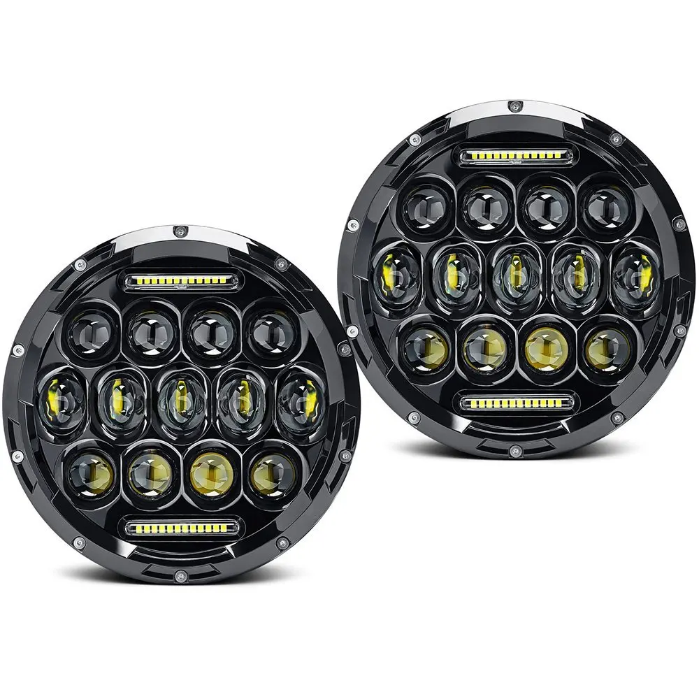  7 Inch LED 75W Headlights & LED Fog Lights White Yellow Red Blue Green Pink DRL Combo Kit For Jeep  - 32830867020