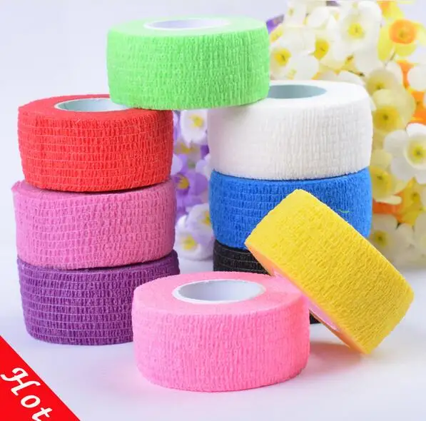 

2.5cmx4.5m 100rolls/lot coban latex free nonwoven elastic self adhesive adherent cohesive Wrap Finger Bandage tender Tape