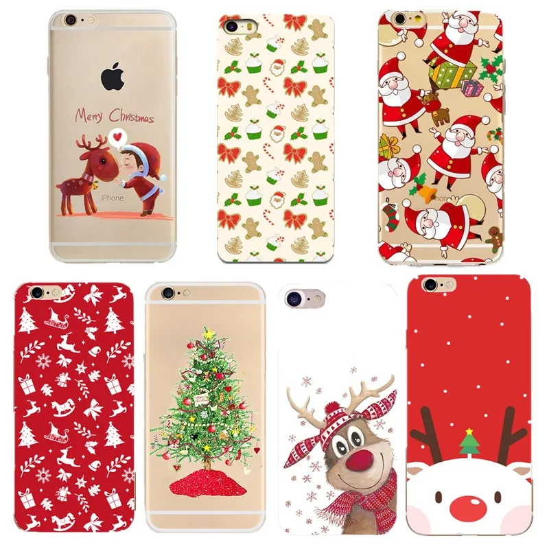 

Merry Christmas Deer Gift Soft Silicone TPU Phone Case For iphone X 8 Plus 7 Plus 6 6S 5 5S SE Cases Cover For Funda iphone 7 X
