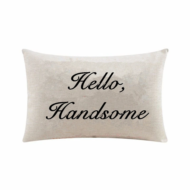 Hello Letter Cushion Cover Hello Handsome Gorgeous Beautiful