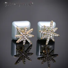 IYOE, Новое поступление, двухсторонние модные серьги в виде цветка, золотой цвет, Разноцветные серьги-гвоздики с кристаллами из бисера, ювелирные изделия для женщин