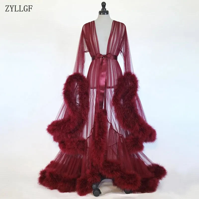 ZYLLGF сексуальное длинное вечернее платье 2019 см. Через v-образный вырез с длинным рукавом женское арабское Бордовое платье в пол Формальные