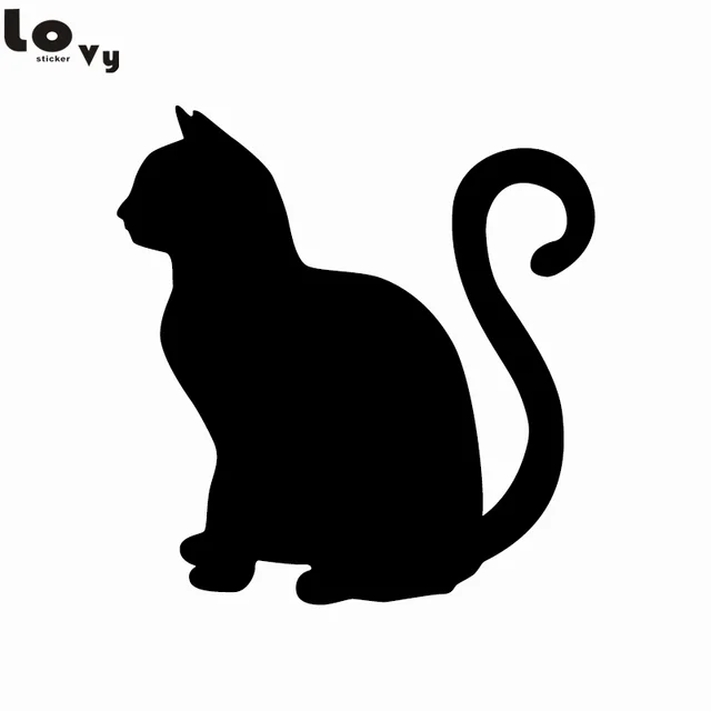 Sentado gato vinilo etiqueta de la pared de dibujos animados gato