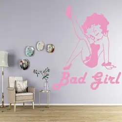 Смешной плохой девочка мультфильм наклейки на стены ПВХ художественная Мураль Сделай Сам плакат для Детская комната Гостиная наклейка для
