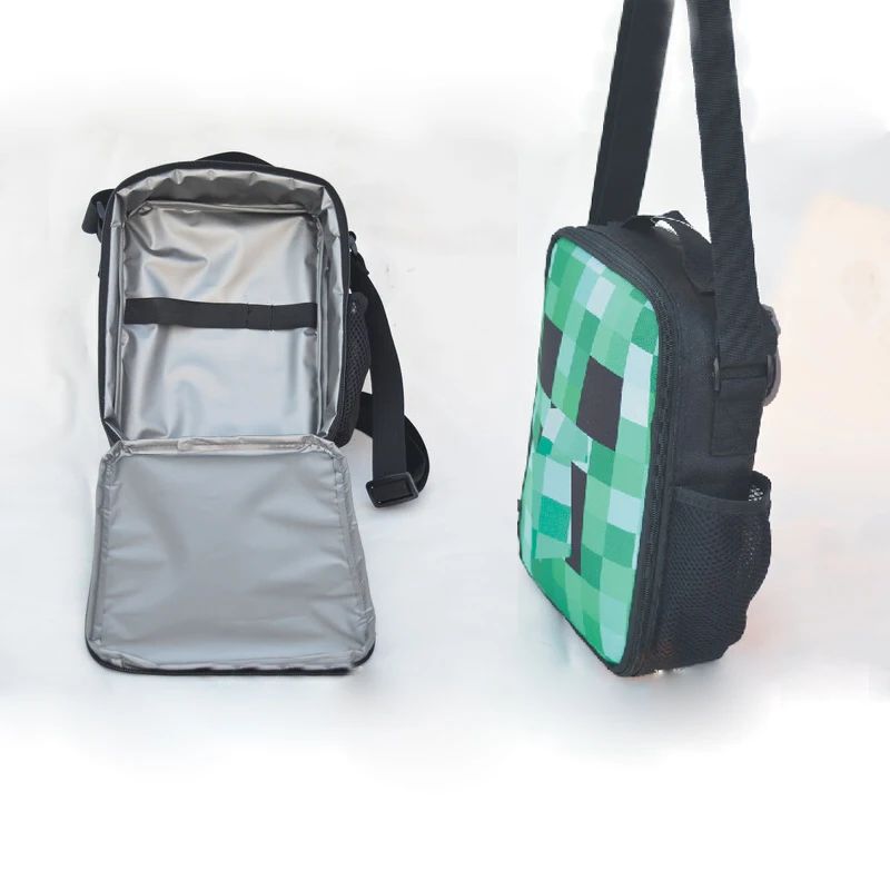 

Cartoon MC lunch bag Teenagers should bag cross body handbag anime game green school lunch box Food Picnic kids Gift