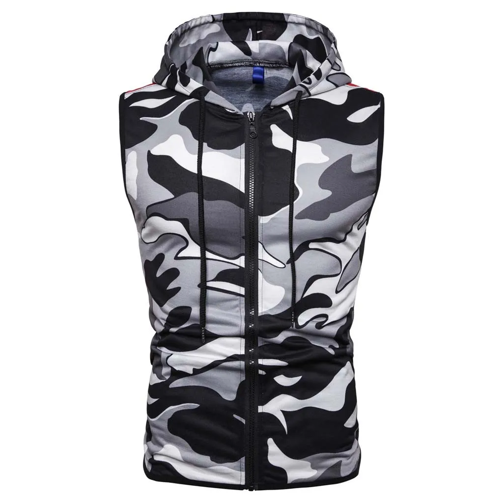 CHAMSGEND безрукавки для мужчин повседневная спортивная одежда летняя без рукавов на молнии с капюшоном Толстовка Спортивные толстовки жилет пальто жилет 22MAY17