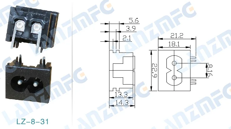 C8 LZ-8-31 AC Мощность разъем IEC 2.5A 250 V