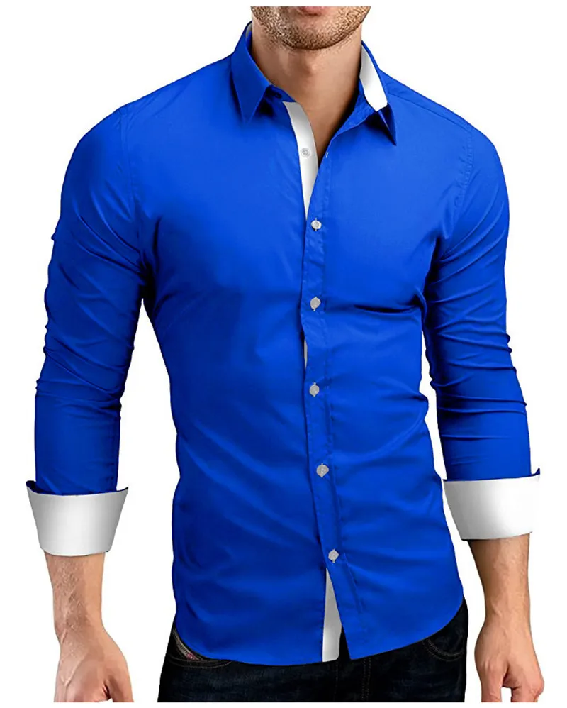 Высококачественная Мужская рубашка, мужские рубашки с длинным рукавом, повседневные хитовые цветные облегающие черные мужские Рубашки 4XL
