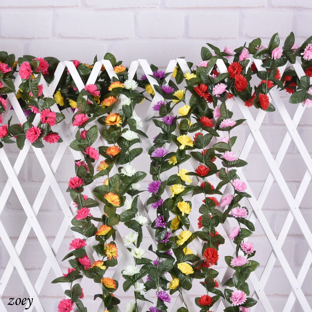 240cm 56 heads Fake Silk Carnations Ivy Vine Flowers leaves Artificial