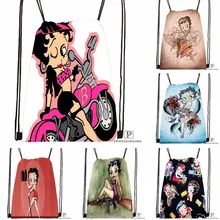 Пользовательские модный Betty Boop Drawstring сумка-рюкзак милый рюкзак дети сумка(черный назад) 31x40 см#180531-02-55