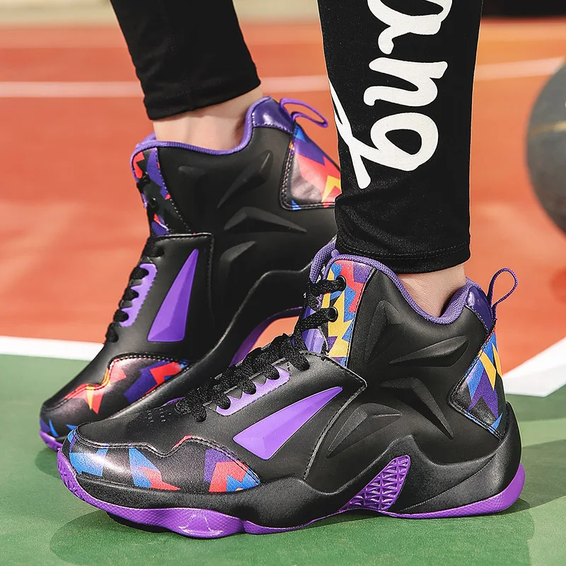 Мужская Баскетбольная обувь, амортизирующие кроссовки, высокая дышащая спортивная обувь, баскетбольные кроссовки, кожаная женская спортивная обувь размера плюс 46