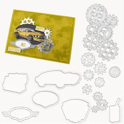 

Garage Gears Metal Cutting Dies and clear Stamp Stencil for DIY Scrapbooking Photo Album Embossing Decorative Craft Die
