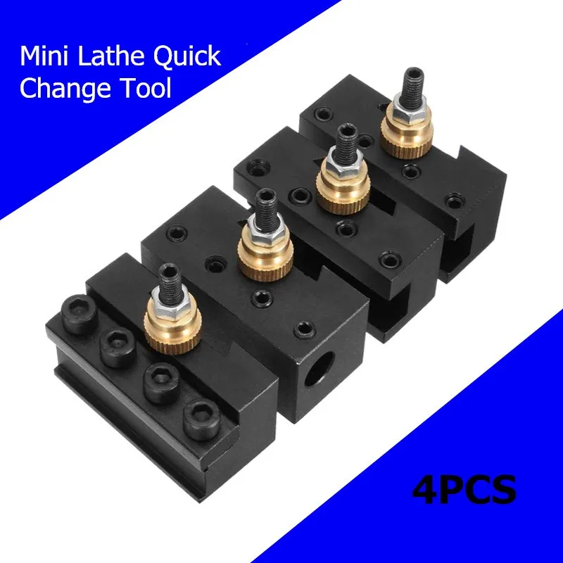 

4pcs Mini Quick Change Tool Post Holder Mini Lathe Cut Off Blade Toolholders Set Boring/Facing/Turning Holder For Lathes Tools