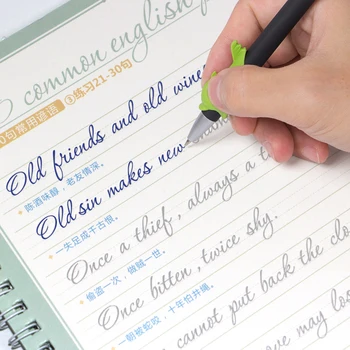 

2pcs English Calligraphy Copybook For Adult Children Exercise Italian Italic Copybook Groove English Handwriting Practice Book