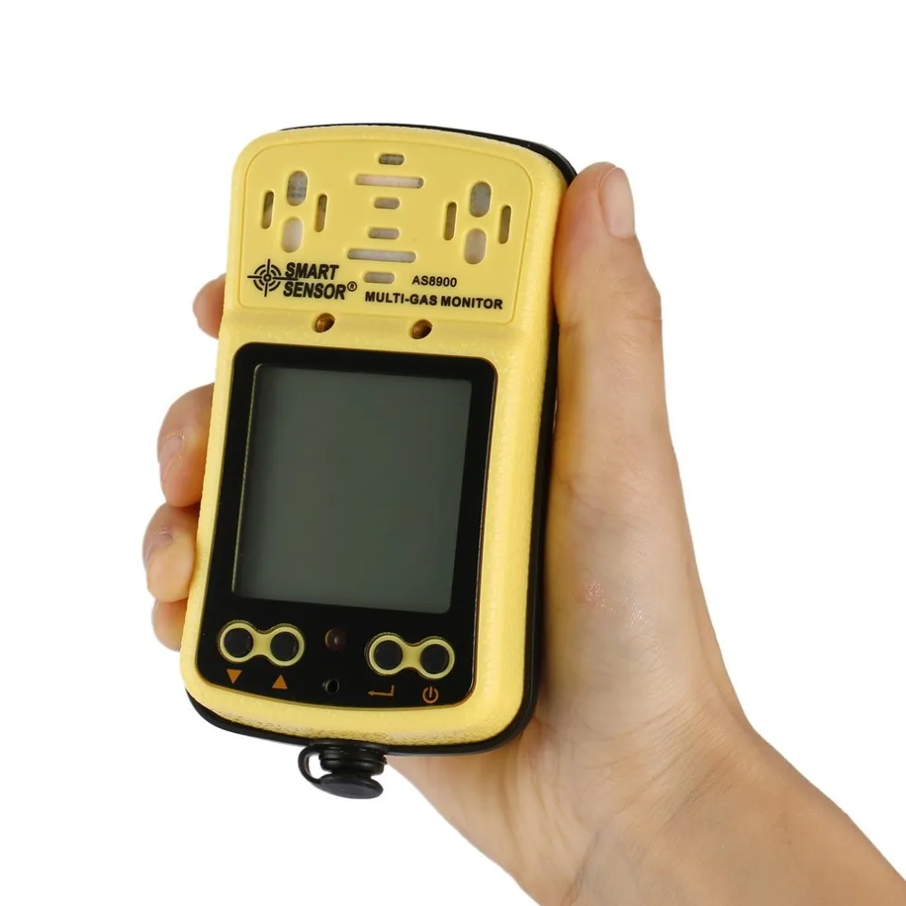 4 in 1 AS8900 Digital Gas Detector O2 H2S CO LEL Handheld Mini Gas Monitor Analyzer Air Monitor Leak Tester Carbon Meter EU Plug