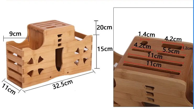 Большой Размеры природа бамбука Ножи Конструкторы супер Функция двойной хранения Ножи держатель разделочную доску держатель