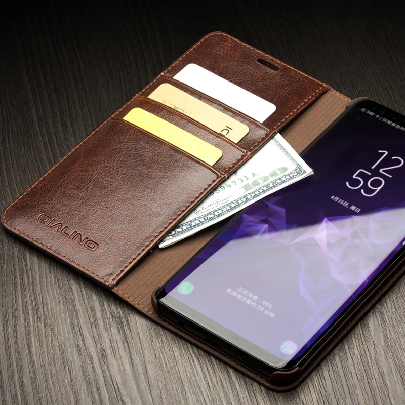 Роскошный чехол книжка из натуральной кожи для телефона Samsung Galaxy S9 + Plus Модный