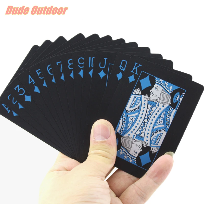 

Waterproof PVC Plastic 54pcs Deck Poker Quality Durable Playing Cards Classic Magic Tricks Tool Pure Black Cool Gift Poker