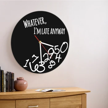 

1Piece Whatever I'm Late Anyway Silhouette Wall Clock Personalized Whatever Iconic Wall Clock Wall Watch Black Clock