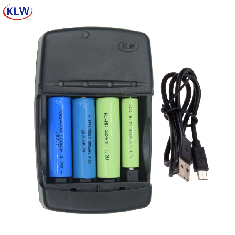 

4 slots Smart USB Battery Charger for Rechargeable 1.2V AA AAA NiMh NiCd 3.7V Li-ion 3.2V LiFePo4 14500 10440 battery charger