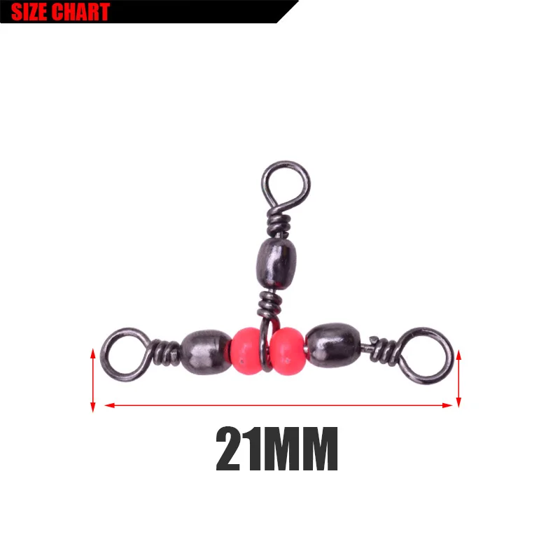 SIZE 21MM 10 шт./лот, 3 способа, Т-образная поперечная линия, вращающаяся вертлюга с жемчужными бусинами, рыболовные Вертлюги, рыболовные крючки, разъем, аксессуары - Цвет: SIZE 21MM