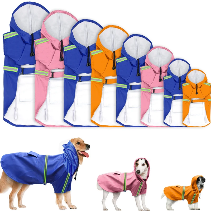 Raincoat For Dogs Waterproof Dog Coat Jacket Reflective Dog Raincoat