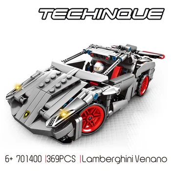 

Technics speed Champion racing building block germany bull logo Lambor veneno super sport car bricks racer figures pull back toy