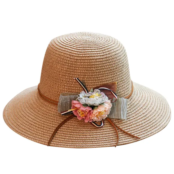 2019 Новая женская индивидуальная Солнцезащитная простая и Универсальная высококачественная Цветочная декоративная шляпа для путешествия