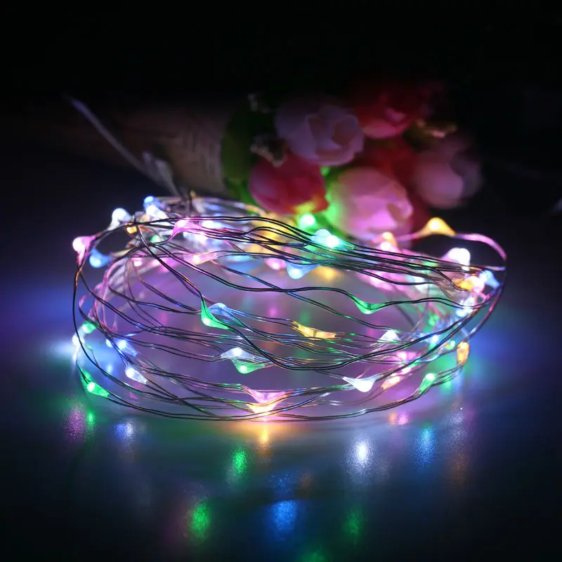 

1pc 10M 100LEDs Starry string light RGB color christmas lights decoration lamp for party wedding silvery wire string lighting