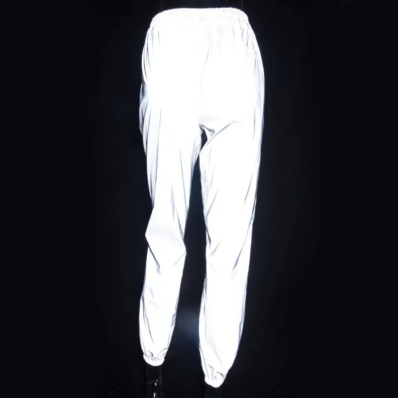 flash reflective jogger pants autumn winter women casual gray solid streetwear trousers