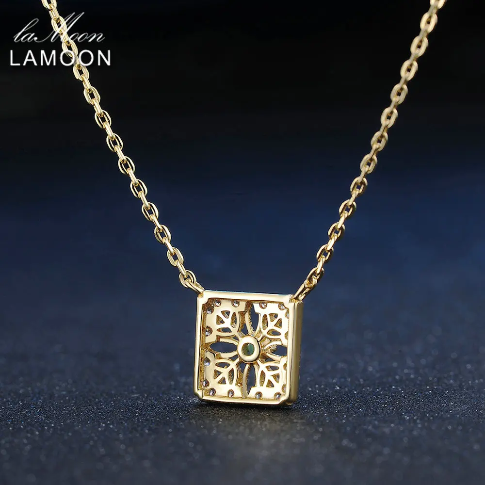 URING- 2mm 0.06ct 100% Natural Emerald 925 Sterling Silver Jewelry Chain Pendant Necklace S925 LMNI018 - Image 5