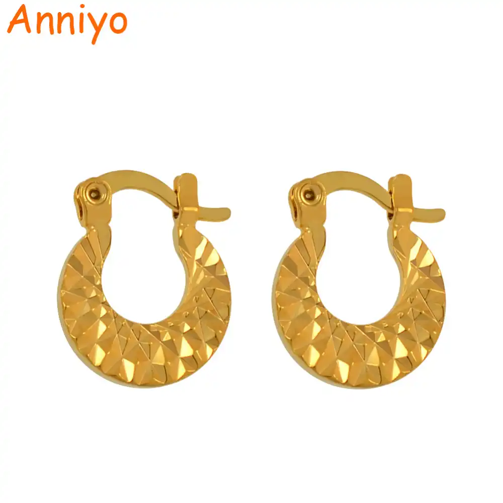 Anniyo 1 69 Whole Small Earrings For Women Baby Gold Color Jewelry Dangler Factory Price 065902