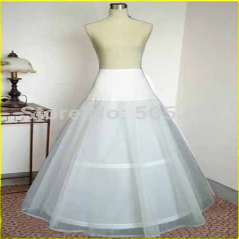 Wholesale 2 Hoop White Lace Edge A Line Lycra Wedding Gown
