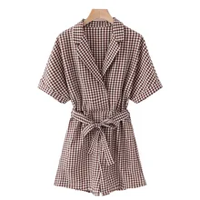 XL-5XL Large Size Women Rompers 2019 New Summer Femme Jumpsuit Loose Slim Feminino Plaid Jumpsuit Set XL-5XL Large Size Women Rompers 2019 New Summer Femme Jumpsuit Loose Slim Feminino Plaid Jumpsuit Set