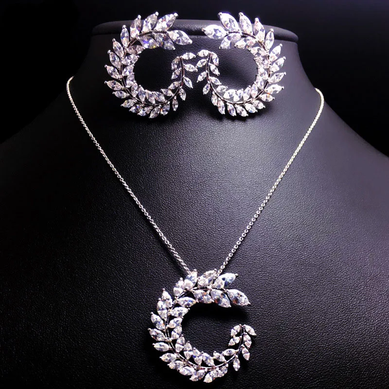 

Fashion Clear CZ Zirconia 2016 New Fashion Cubic Zirconia Stud Earrings bridal jewelry sets Crystal Brand for Women Girld girls
