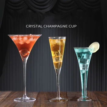 

Crystal Glass Champagne Glasses Verre Mariage Wedding Creative Horn High Foot Martini Bubble V Shape Sweet Wine Cocktail Cups
