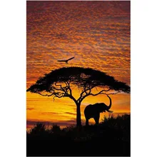 New 5D DIY Diamond Painting Diamond Elephants Sunset Full Diamond Embroidery