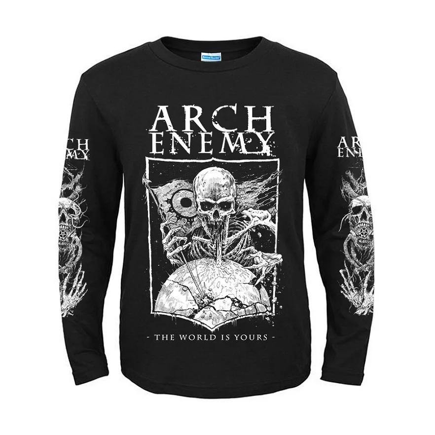 5 дизайнов, шведская группа, Arch Enemy, 3D, Череп, рыцарь, рок, бренд, для мужчин и женщин, полная рубашка с длинными рукавами, тяжелый металл, панк, иллюстрация, футболка - Цвет: 1